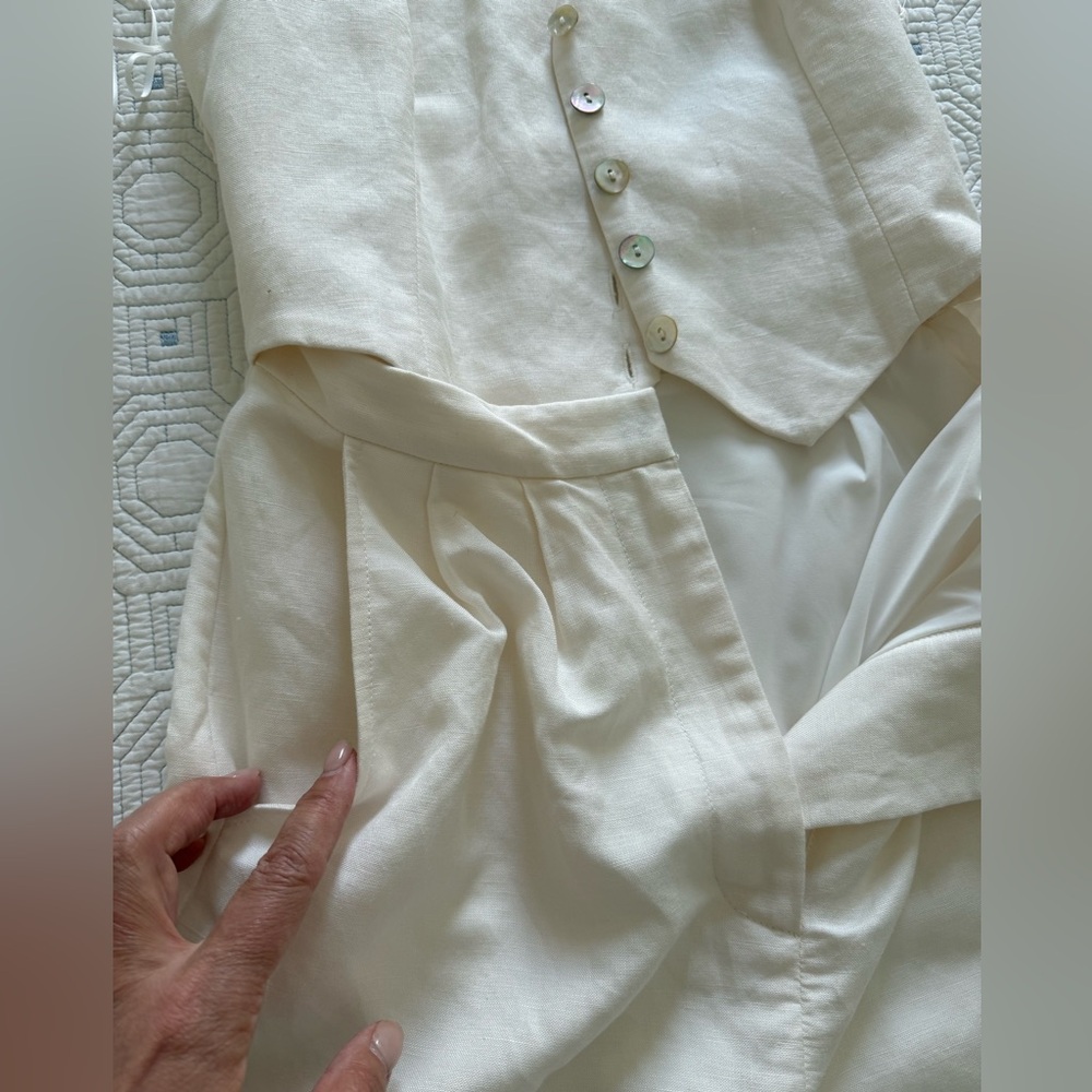 NWT-Amanda Uprichard off white Halter Button-Down Romper - Picture 8 of 12